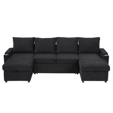 Load image into Gallery viewer, U Shaped Sectional Sofa Bed With Storage Chaise Lounges, USB Ports, And Cup Holders
