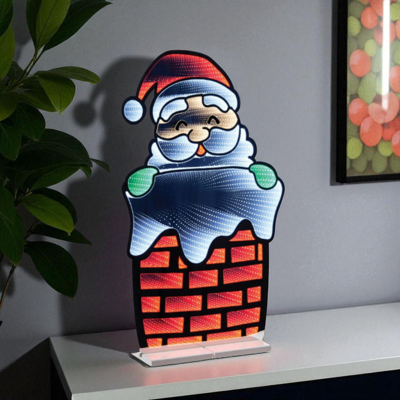 Christmas Santa Tabletop Sign With LED (633801) - Red / White