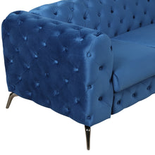 Load image into Gallery viewer, 63&quot; Velvet Upholstered Loveseat Sofa,Modern Loveseat Sofa with Button Tufted Back,2-Person Loveseat Sofa Couch for Living Room,Bedroom,or Small Space,Blue
