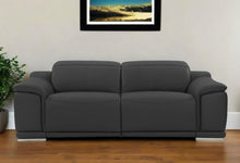 Load image into Gallery viewer, Italian Leather USB Sofa With Silver Legs - Dark Gray
