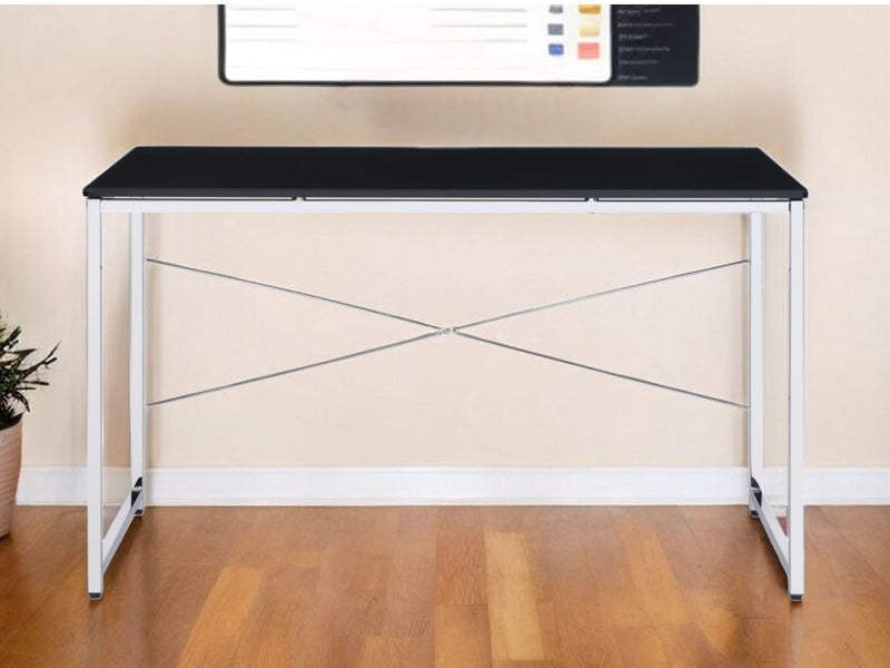 47" x 24" x 28" Writing Desk - Black And Silver