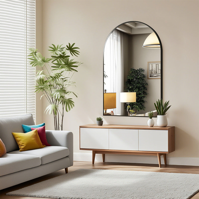 30" Aluminum Arch Framed Accent Mirror - Black