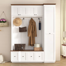 Load image into Gallery viewer, Entryway Hall Tree With Storage Bench, Coat Rack Shoe Bench With Cabinets
