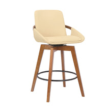 Load image into Gallery viewer, Powder Coated Footrest Swivel Counter Height Bar Chair - Cream / Black
