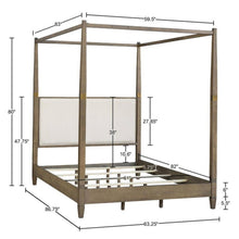 Load image into Gallery viewer, Queen Canopy Bed Frame With Upholstered Headboard - Brown
