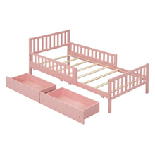 Load image into Gallery viewer, Platform Bed With Guardrails On Both Sides And 2 Storage Drawers
