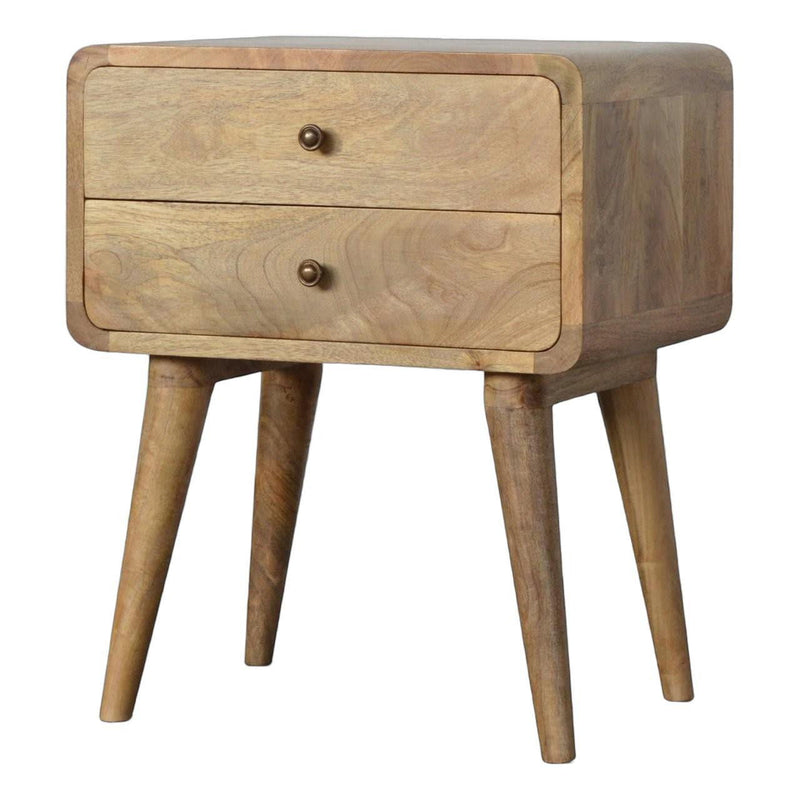 22" Solid Wood Two Drawer Nightstand - Oak