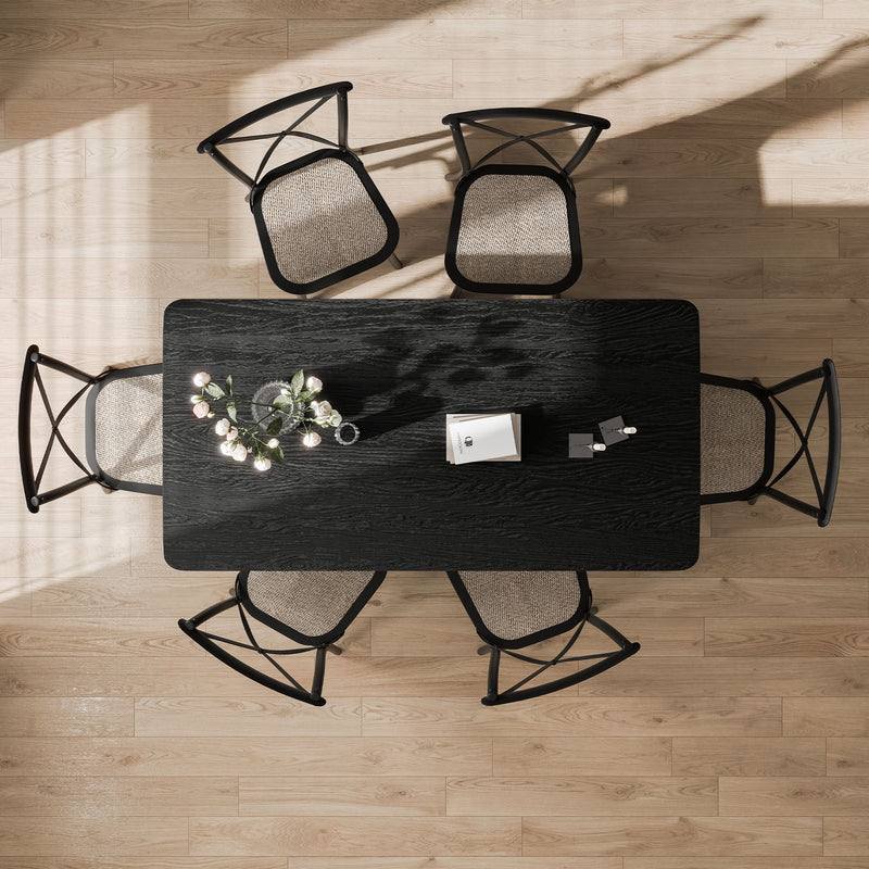 Wood Double Pedestal Base Dining Table - Black