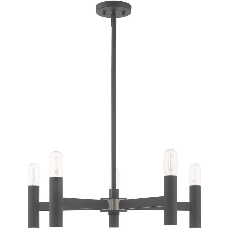 19'' Five Light Dimmable Chandelier With Shades - Gray
