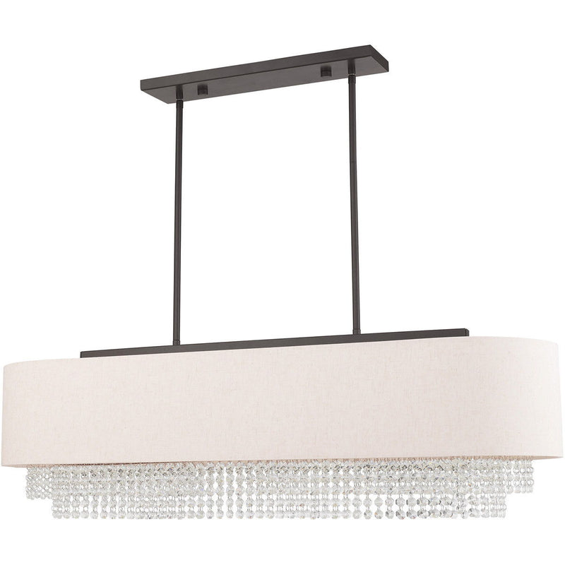 21" Five Light Dimmable Chandelier With Shades - Bronze