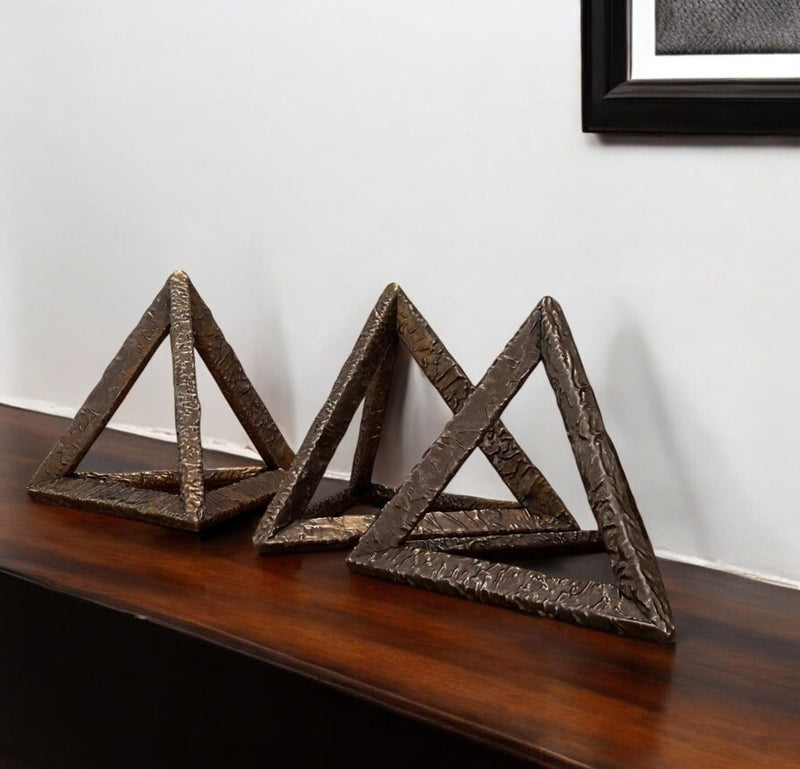 Pyramid Tabletop Sculptures (Set of 3) - Bronze