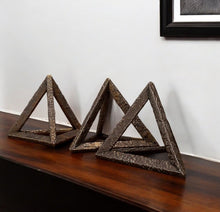 Load image into Gallery viewer, Pyramid Tabletop Sculptures (Set of 3) - Bronze
