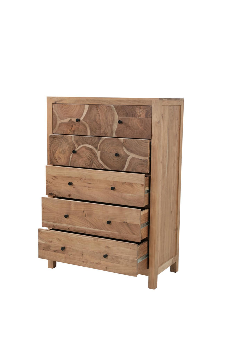Live Edge Five Drawer Dresser - Brown