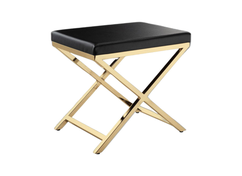21" Faux Leather Vanity Chair - Black / Gold