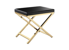 Load image into Gallery viewer, 21" Faux Leather Vanity Chair - Black / Gold
