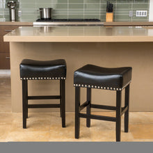 Load image into Gallery viewer, Soltique - Backless Dining Counter Stool With Nailhead Trim (Set of 2)

