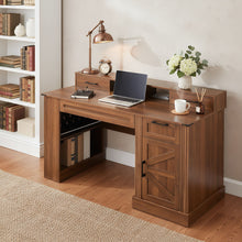 Load image into Gallery viewer, Office Desk With Storage Cabinet, Charging Station, Monitor Stand &amp; Pegboard
