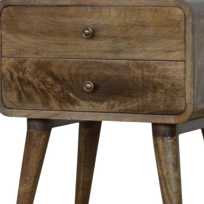 Solid Wood Two Drawer Nightstand - Natural