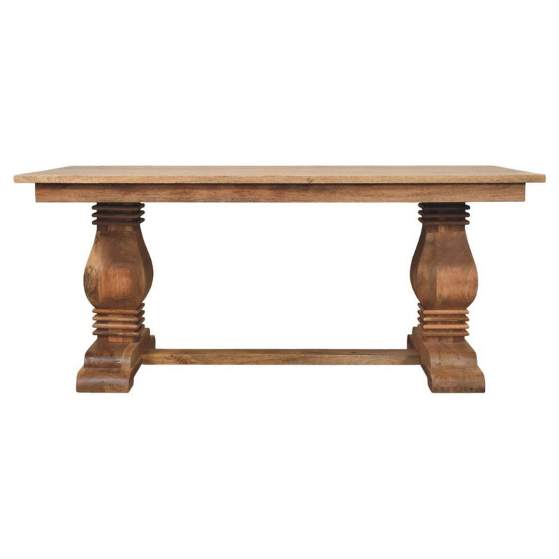 Solid Wood Double Pedestal Base Dining Table - Brown