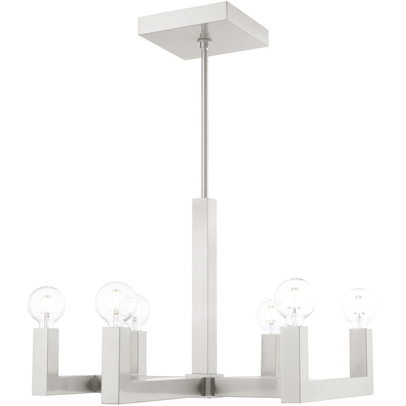 20'' Six Light Dimmable Chandelier With Shades - Nickel