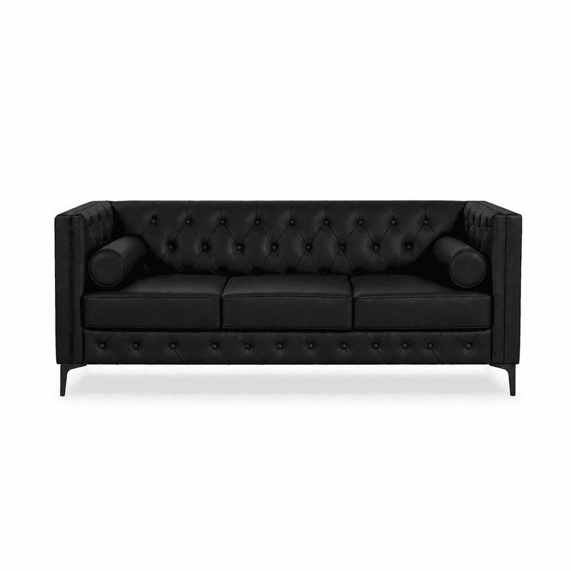 Faux Leather Sofa - Black