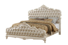 Load image into Gallery viewer, Chantelle - Synthetic Leather Eastern King Bed - Rose Gold &amp; Pearl White Finish
