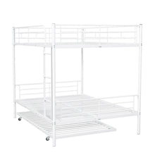 Load image into Gallery viewer, Full Over Full Metal Bunk Bed with Trundle, White
