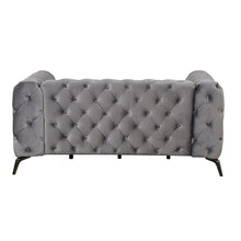 Load image into Gallery viewer, 63&quot; Velvet Upholstered Loveseat Sofa,Modern Loveseat Sofa with Button Tufted Back,2-Person Loveseat Sofa Couch for Living Room,Bedroom,or Small Space,Gray
