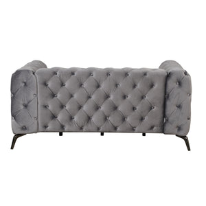 63" Velvet Upholstered Loveseat Sofa,Modern Loveseat Sofa with Button Tufted Back,2-Person Loveseat Sofa Couch for Living Room,Bedroom,or Small Space,Gray