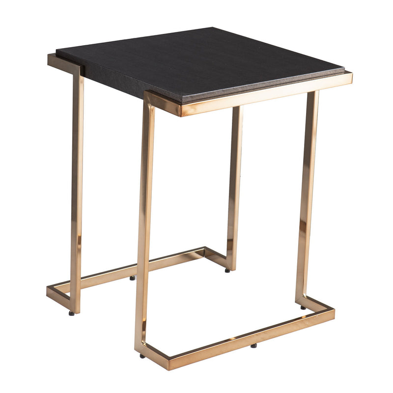Geometric Metal Square End Table - Black