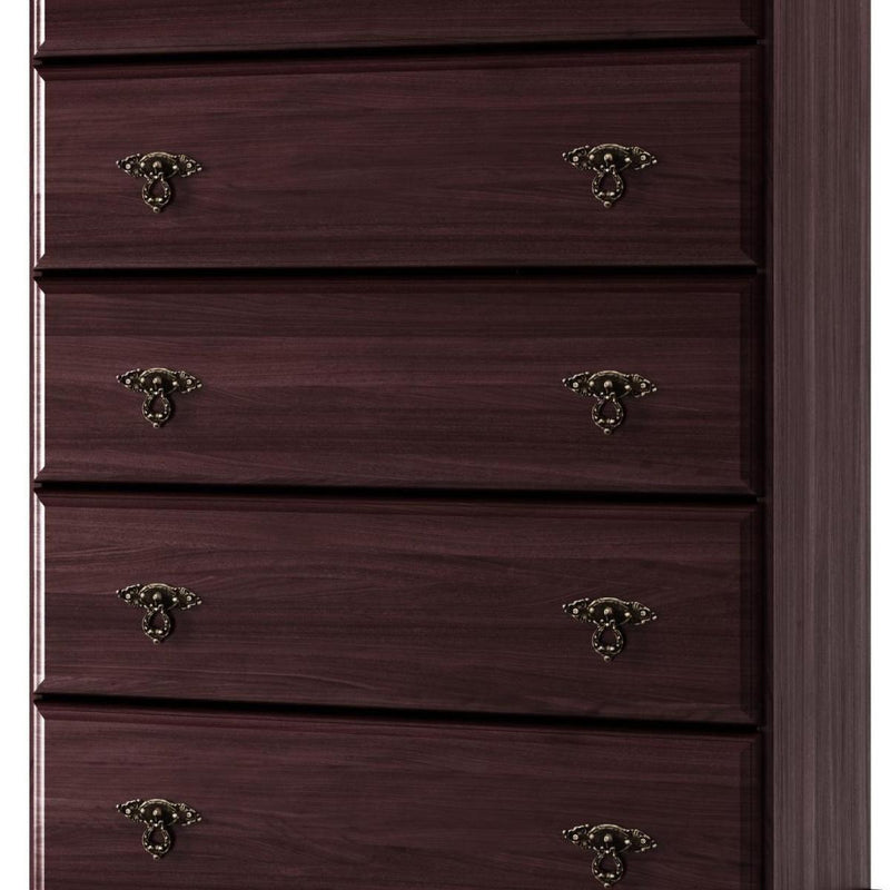 Solid Wood Five Drawer Dresser (760734) - Dark Brown