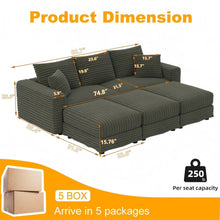Load image into Gallery viewer, Convertible Deep Seat Sofa With Soft Pillows And Ottomans
