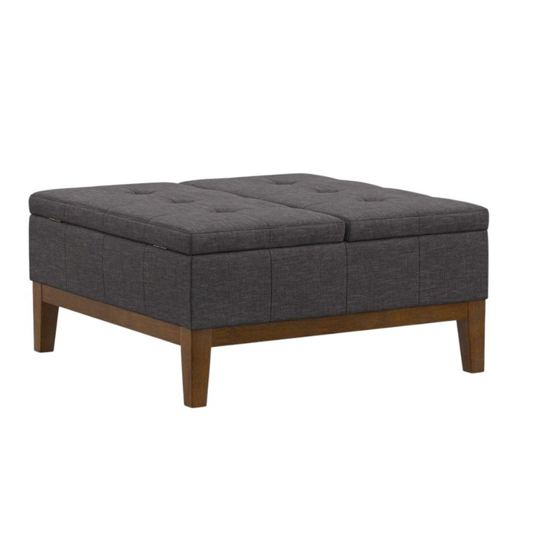 Modern Storage Ottoman - Walnut / Slate Gray