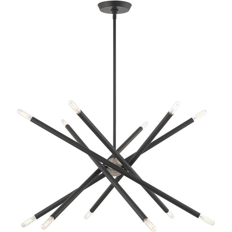 25" Six Light Dimmable Chandelier With Shades - Gray