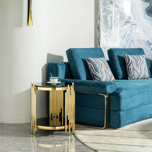 Load image into Gallery viewer, Elegant Round Table With Double Layer Tempered Glass Top And Stainless Steel Frame For Living Room
