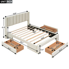 Load image into Gallery viewer, Full Size Upholstered Platform Bed with One Large Drawer in the Footboard and Drawer on Each Side,Beige
