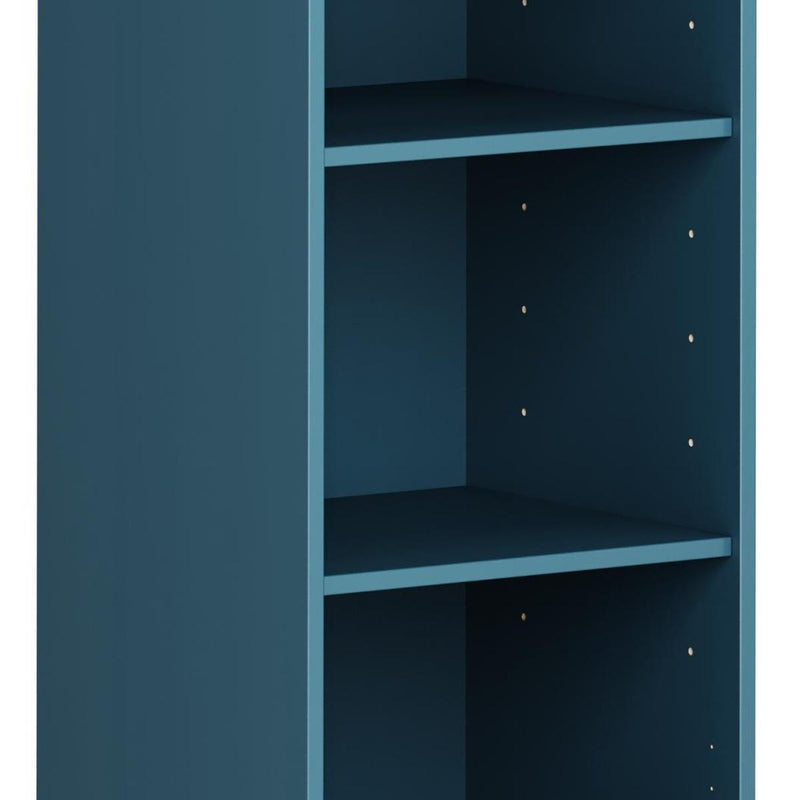 Solid Wood Adjustable Three Tier Library Bookcase - Teal Blue