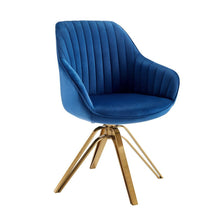 Load image into Gallery viewer, Velvet And Gold Swivel Arm Chair 23" - Blue
