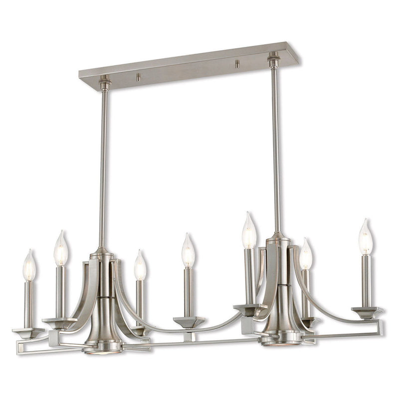 Nine Light Metal Dimmable Chandelier With Shades - Nickel
