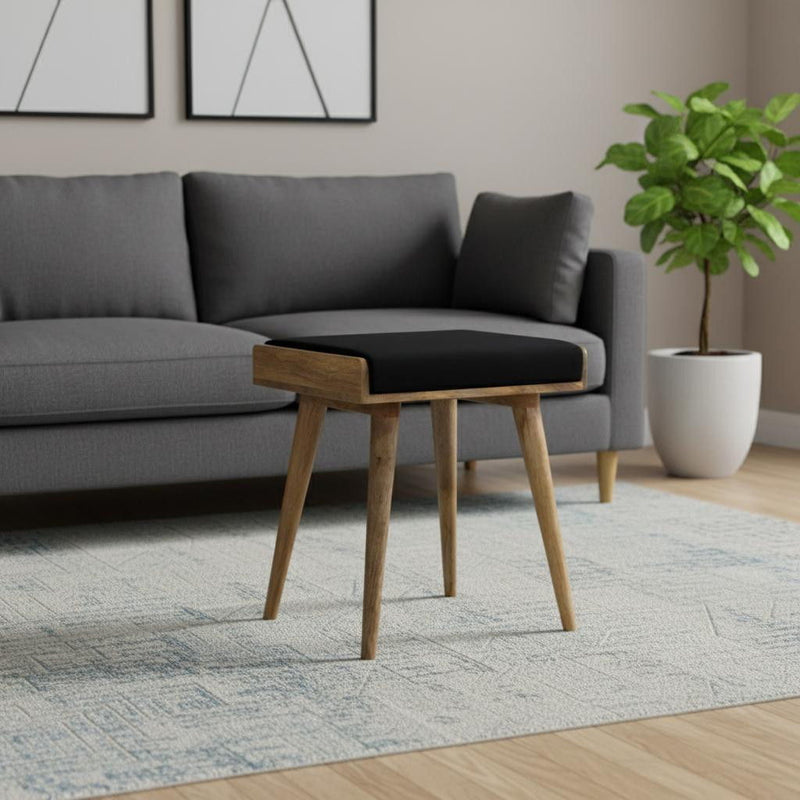 Velvet Round Footstool (719528) - Brown