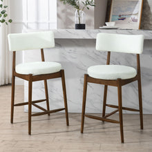 Load image into Gallery viewer, Mid Century Modern Counter Stools, Fabric Upholstered Chairs

