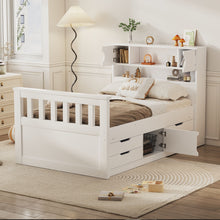 Load image into Gallery viewer, Captain Platform Bed Frame With Storage Bookcases, Shelves, And 4 Drawers
