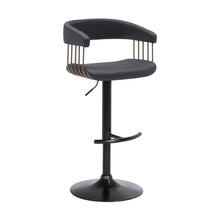Load image into Gallery viewer, Faux Leather And Metal Swivel Adjustable Height Bar Chair - Black
