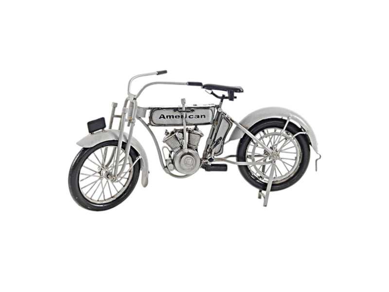 Hand Painted Model Motorcycle Tabletop Sculpture - White