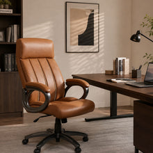 Load image into Gallery viewer, Executive Office Chair, Height Adjustable, Swivel With Padded Armrest &amp; 5 Point Base - Antique Brown
