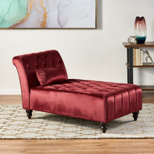 Load image into Gallery viewer, Ethereala - Upholstered Velvet Chaise Lounge With Button Tufted - Garnet
