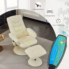 Load image into Gallery viewer, Recliner Chair With Ottoman, 360° Swivel Massage Lounge Chair With 5-Point Vibration &amp; Heated Seat
