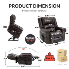 Load image into Gallery viewer, Power Lift Recliner Chair Heat Massage Dual Motor Infinite Position With USB Ports - Antique Brown
