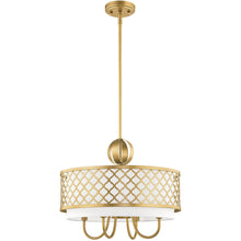 Load image into Gallery viewer, Five Light Dimmable Chandelier With Shades - Gold / Off White
