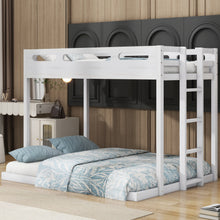 Load image into Gallery viewer, Twin over Full Bunk Bed with Built-in Ladder,White
